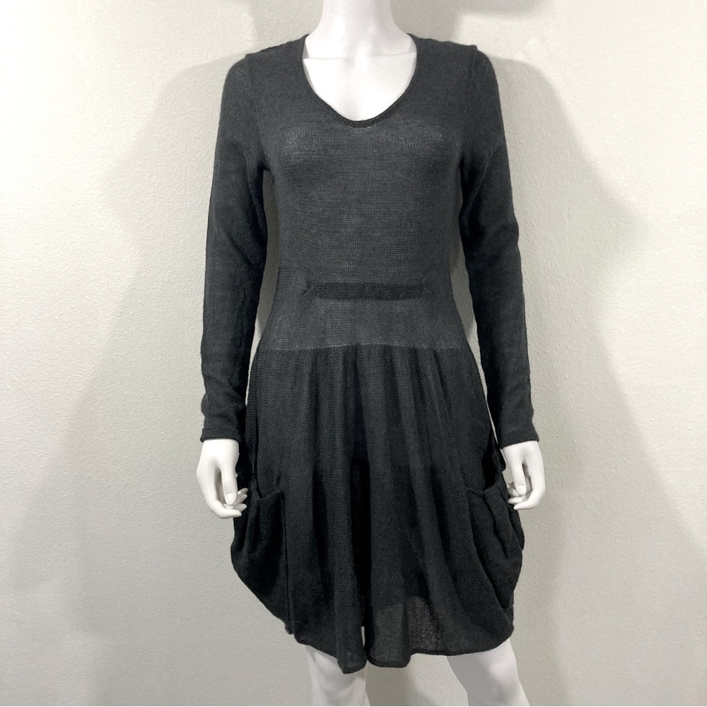 Peruvian Connection Sweater Dress, Gray, Size Small - Picture 1 of 6